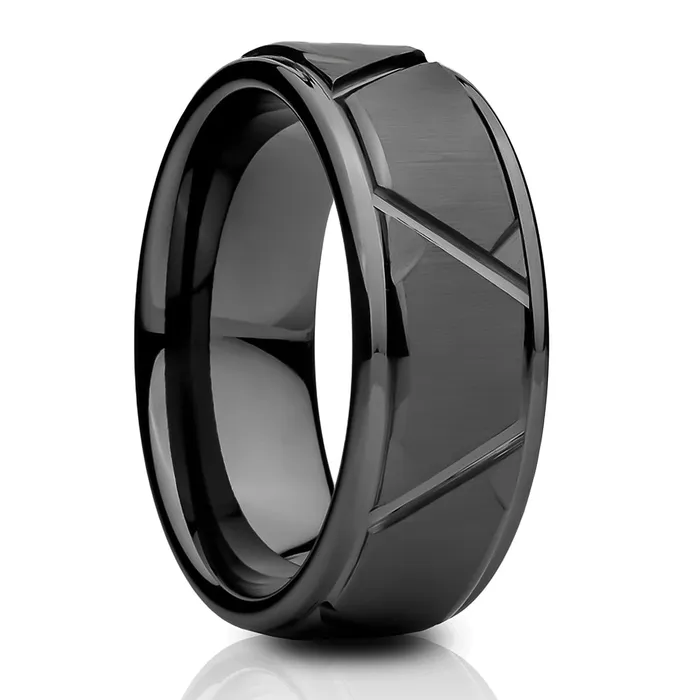 Gunmetal Wedding Ring 8mm Wedding Ring Mans Ring Diamond Cu Ring Tungsten Ring Clean Casting Jewelry Rings
