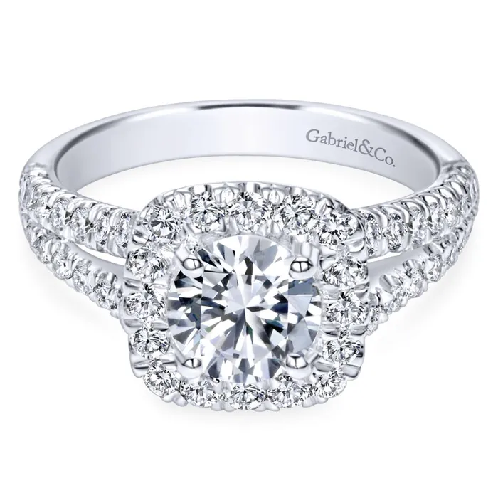 International Diamond Center Rings Gabriel Bridal Collection White Gold Diamond Diamond Accent Split Shank Halo Engagement Ring 083 ctw International Diamond Center Rings Gabriel Bridal Collection White Gold Diamond Diamond Accent Split Shank Halo Engagement Ring 083 ctw