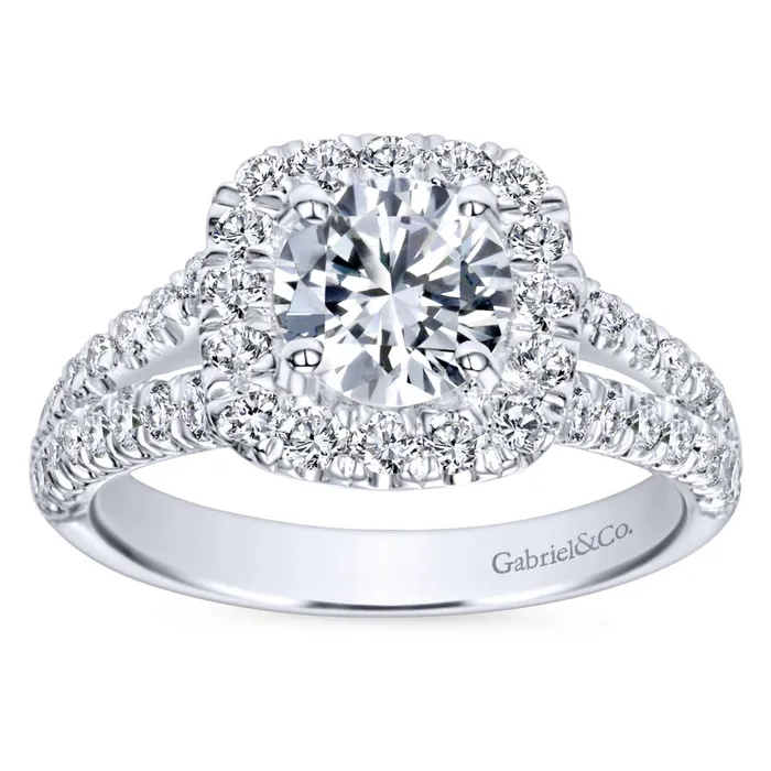 International Diamond Center Rings Gabriel Bridal Collection White Gold Diamond Diamond Accent Split Shank Halo Engagement Ring 083 ctw International Diamond Center Rings Gabriel Bridal Collection White Gold Diamond Diamond Accent Split Shank Halo Engagement Ring 083 ctw