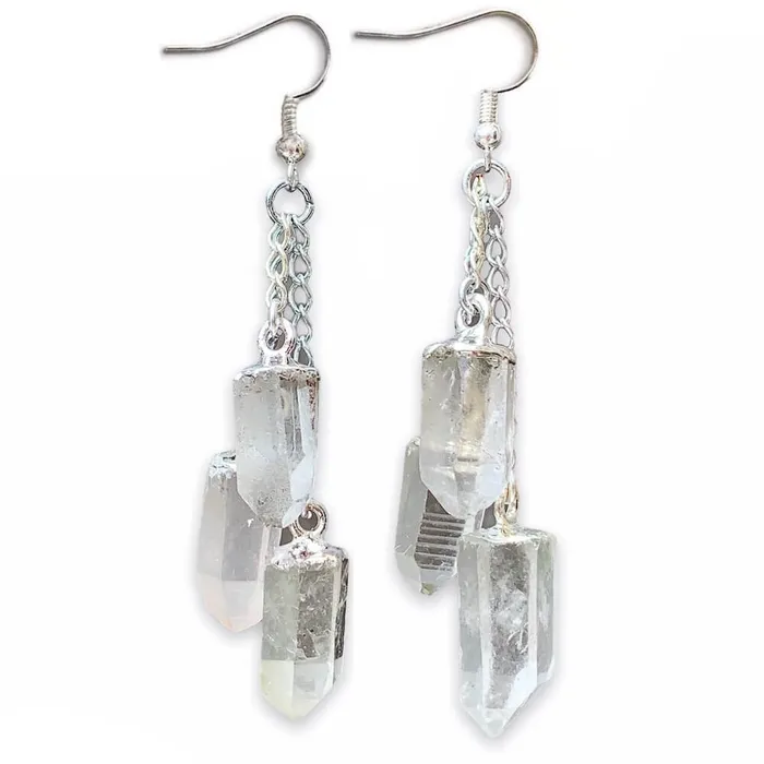 Magic Crystals Earrings Clear Quartz Crystal Dangle Earrings
