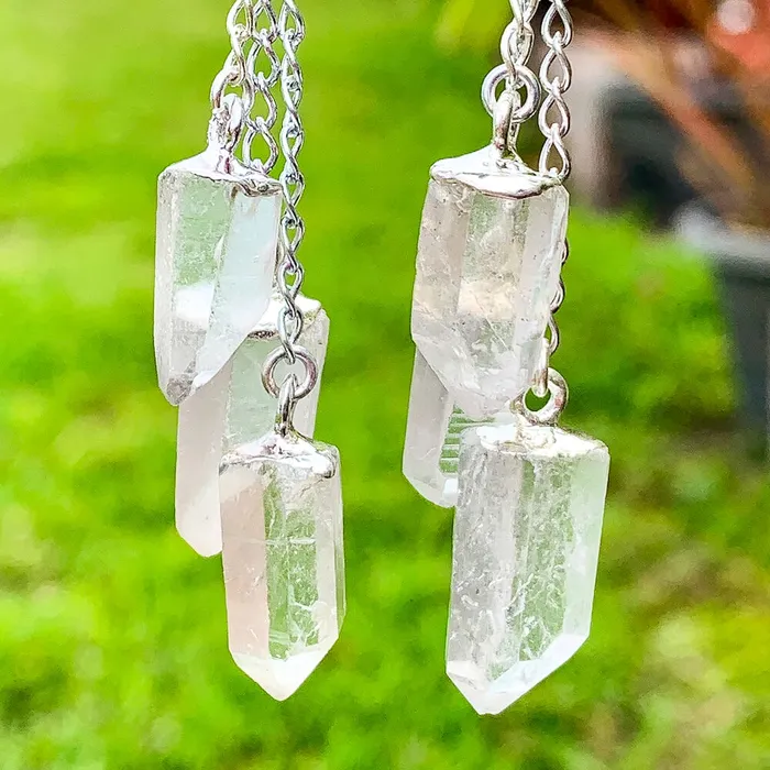 Magic Crystals Earrings Clear Quartz Crystal Dangle Earrings