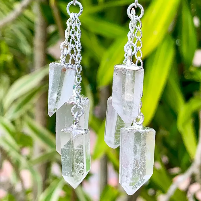 Magic Crystals Earrings Clear Quartz Crystal Dangle Earrings