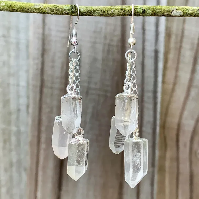 Magic Crystals Earrings Clear Quartz Crystal Dangle Earrings
