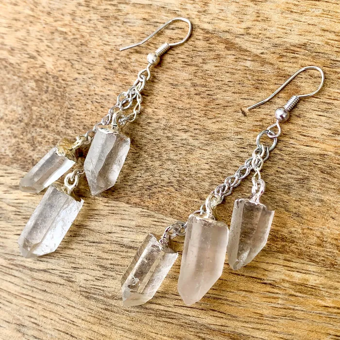 Magic Crystals Earrings Clear Quartz Crystal Dangle Earrings