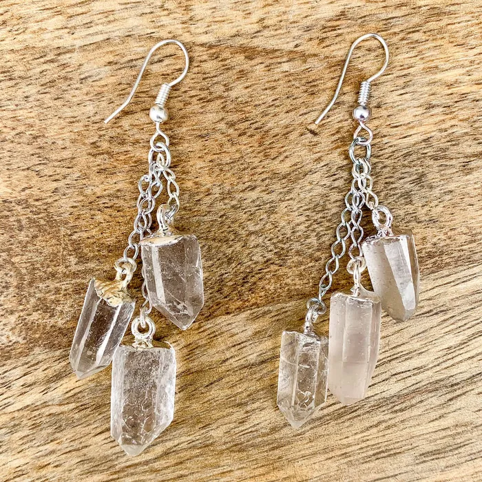 Magic Crystals Earrings Clear Quartz Crystal Dangle Earrings
