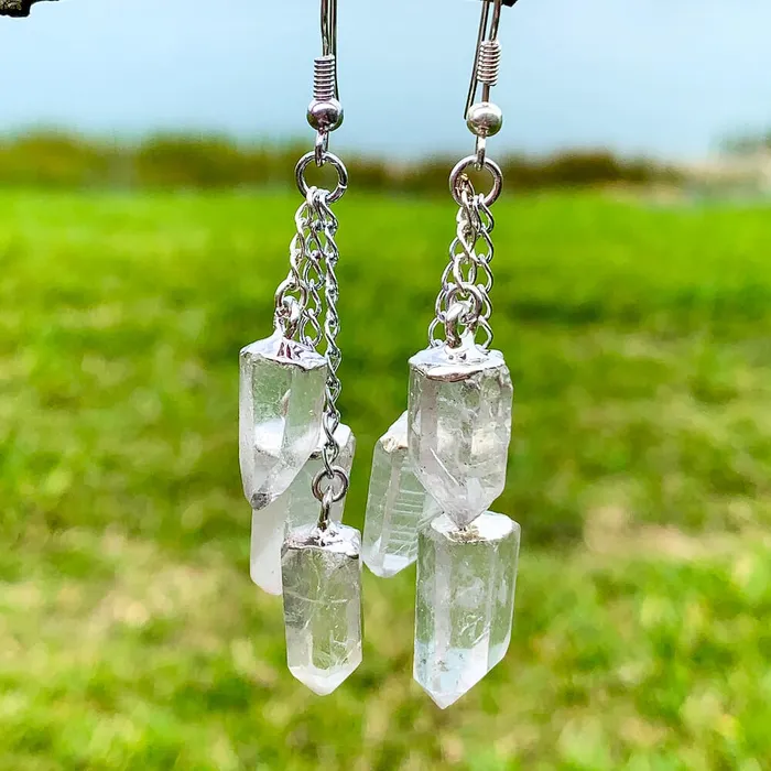 Magic Crystals Earrings Clear Quartz Crystal Dangle Earrings