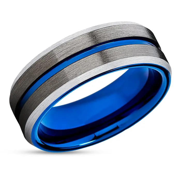 Rings Clean Casting Jewelry Gunmetal Wedding Band Blue Wedding Ring Silver Tungsten Ring Wedding Band Rings Clean Casting Jewelry Gunmetal Wedding Band Blue Wedding Ring Silver Tungsten Ring Wedding Band