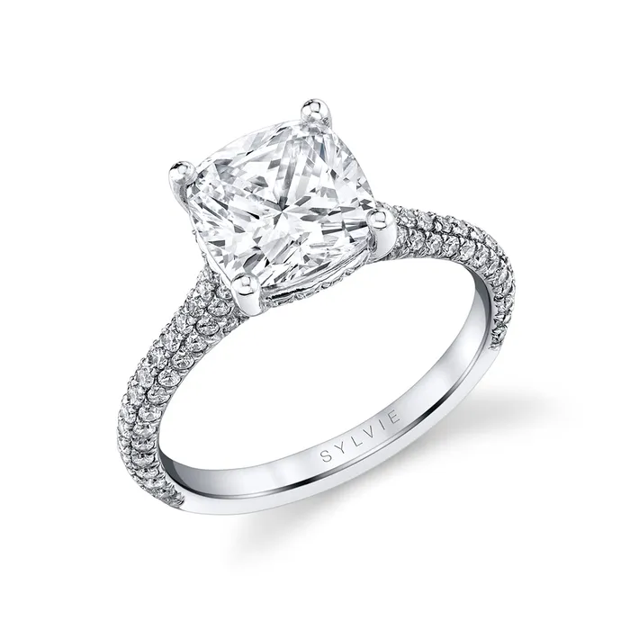 Rings Shop IDC estore Sylvie Peighton Cushion Cut Hidden Halo Pave Engagement Ring Setting Rings Shop IDC estore Sylvie Peighton Cushion Cut Hidden Halo Pave Engagement Ring Setting