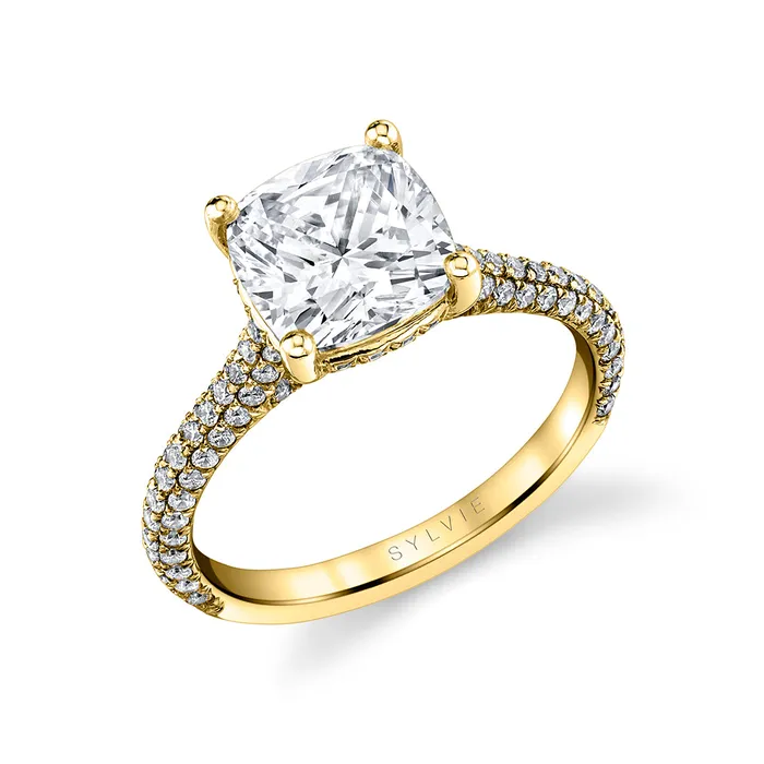 Rings Shop IDC estore Sylvie Peighton Cushion Cut Hidden Halo Pave Engagement Ring Setting