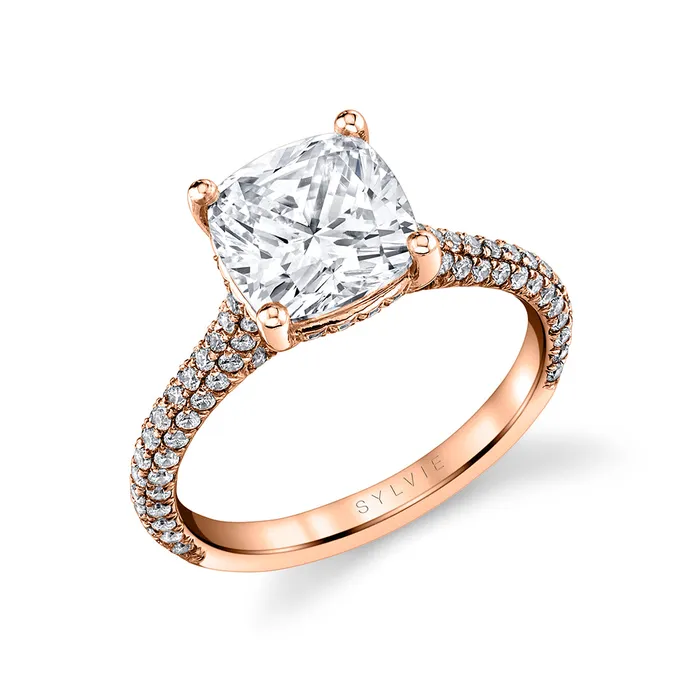 Rings Shop IDC estore Sylvie Peighton Cushion Cut Hidden Halo Pave Engagement Ring Setting