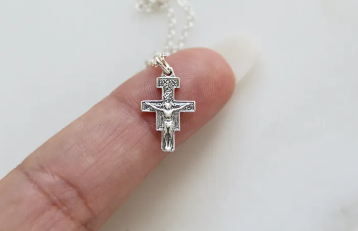 TheLittleCatholic Necklaces San Damiano Crucifix Necklace in 925 sterling silver TheLittleCatholic Necklaces San Damiano Crucifix Necklace in 925 sterling silver