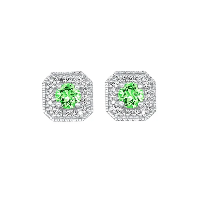 White Gold Diamond Emerald Fashion Colorstone Earring Gems One Earrings