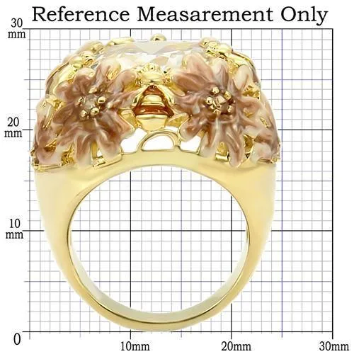 0W203 Matte Gold Gold Brass Ring with AAA Grade CZ in Clear Alamode Rings