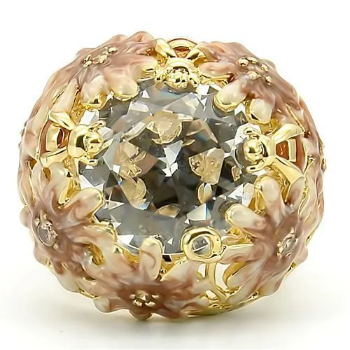 0W203 Matte Gold Gold Brass Ring with AAA Grade CZ in Clear Alamode Rings