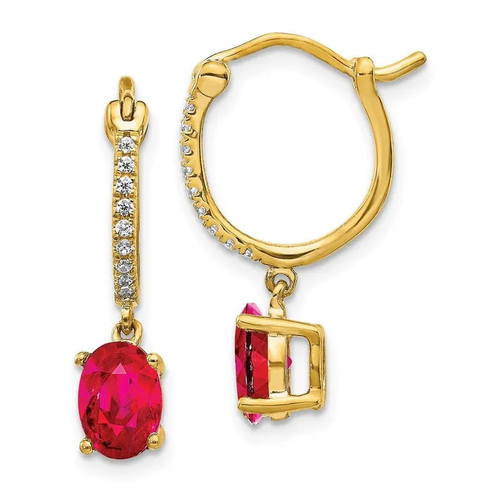 14k 110ct Diamond Ruby Dangle Hoop Earrings Jewelry Earrings