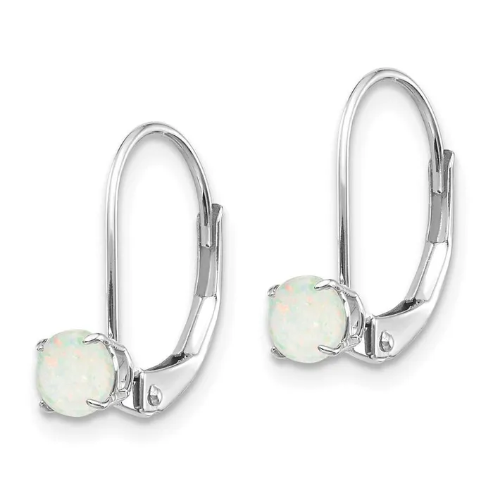 14k White Gold 4mm Round OctoberOpal Leverback Earrings Jewelry Earrings 14k White Gold 4mm Round OctoberOpal Leverback Earrings Jewelry Earrings