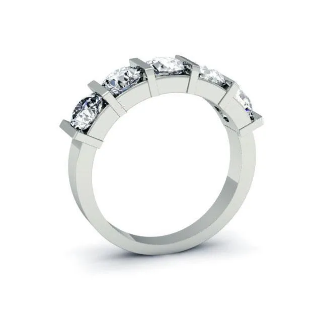 200cttw Bar Set Round Diamond Five Stone Ring deBebians Rings