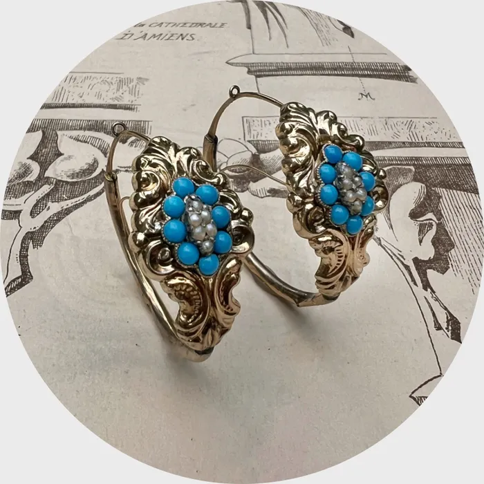 21stfinds Earrings Biedemeier Schaumgold Poissarde Earrings
