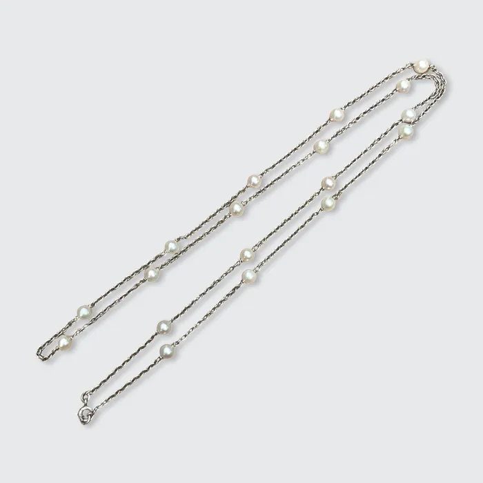21stfinds Necklaces Reserved payment 14 Platinum Pearl Station Necklace