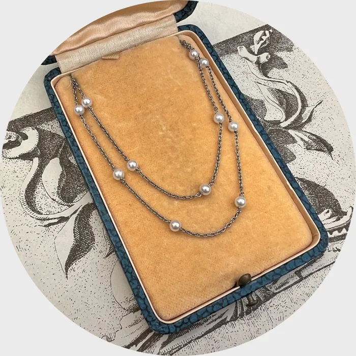21stfinds Necklaces Reserved payment 14 Platinum Pearl Station Necklace