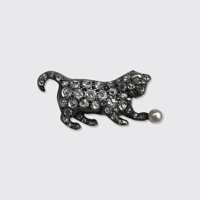 21stfinds Rings Belle Epoque RoseCut Diamond Kitten Brooch