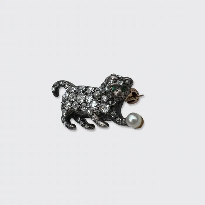 21stfinds Rings Belle Epoque RoseCut Diamond Kitten Brooch