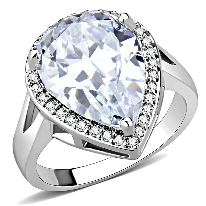 3W1469 Rhodium Brass Ring with AAA Grade CZ in Clear Alamode Rings