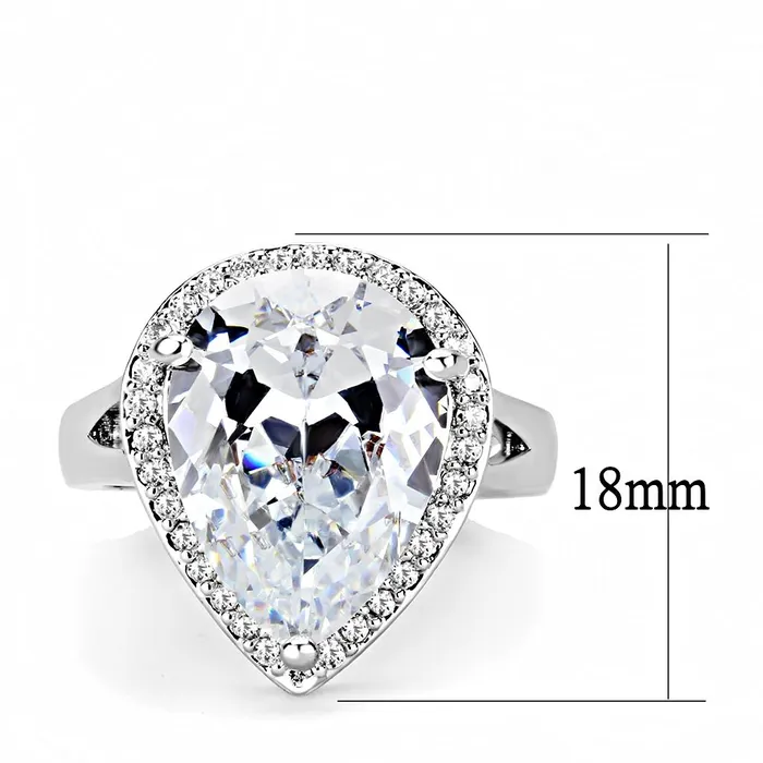 3W1469 Rhodium Brass Ring with AAA Grade CZ in Clear Alamode Rings