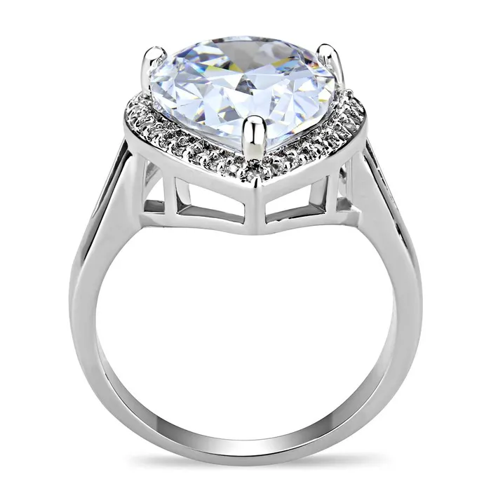 3W1469 Rhodium Brass Ring with AAA Grade CZ in Clear Alamode Rings