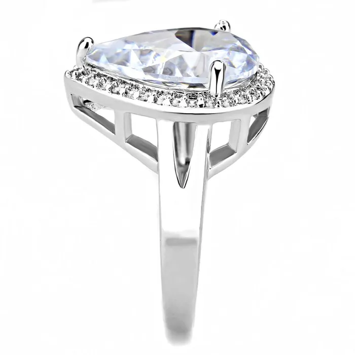 3W1469 Rhodium Brass Ring with AAA Grade CZ in Clear Alamode Rings