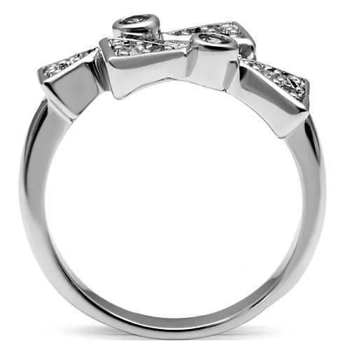 3W225 Rhodium Brass Ring with AAA Grade CZ in Clear Alamode Rings
