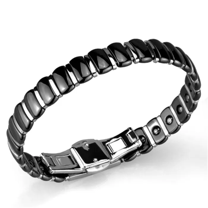Alamode 3W995 High polished no plating Stainless Steel Bracelet with Ceramic in Jet Bracelets Alamode 3W995 High polished no plating Stainless Steel Bracelet with Ceramic in Jet Bracelets