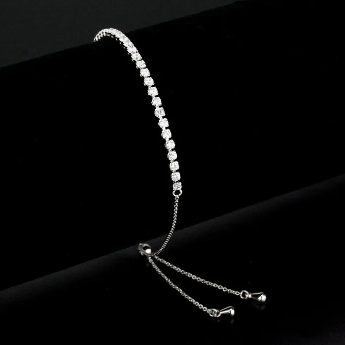 Alamode Bracelets 3W1643 Rhodium Brass Bracelet with AAA Grade CZ in Clear