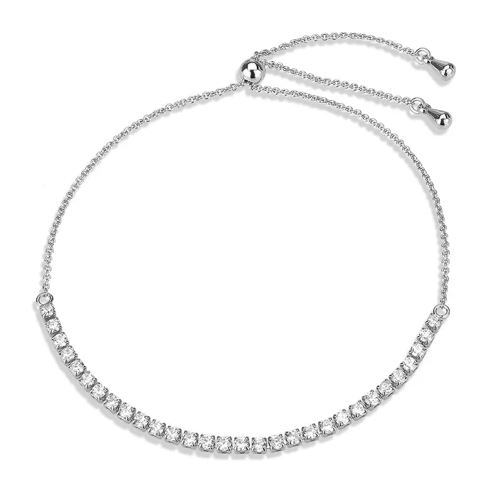 Alamode Bracelets 3W1643 Rhodium Brass Bracelet with AAA Grade CZ in Clear Alamode Bracelets 3W1643 Rhodium Brass Bracelet with AAA Grade CZ in Clear