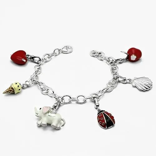 Alamode Bracelets LOS607 Silver 925 Sterling Silver Bracelet with Epoxy in Multi Color Alamode Bracelets LOS607 Silver 925 Sterling Silver Bracelet with Epoxy in Multi Color