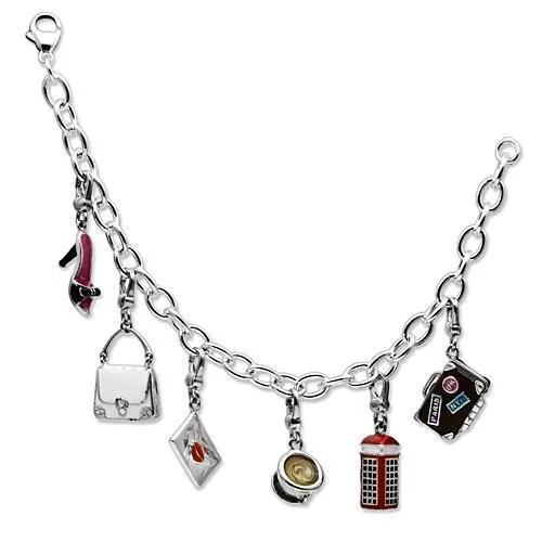 Alamode Bracelets LOS607 Silver 925 Sterling Silver Bracelet with Epoxy in Multi Color