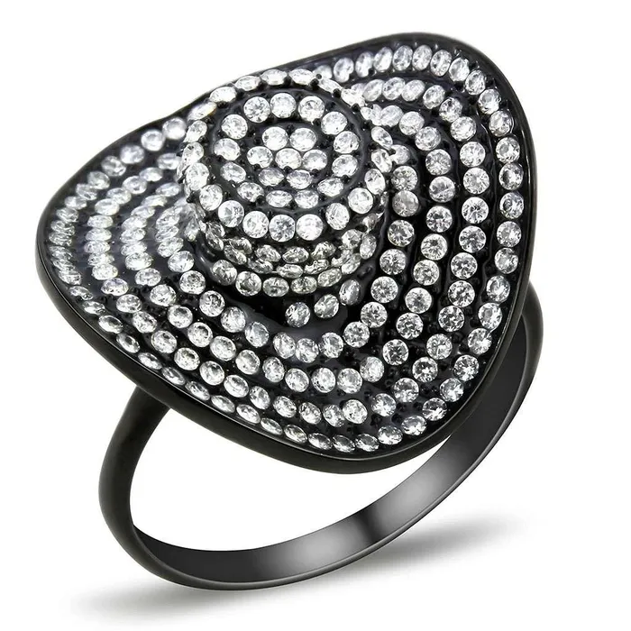 Alamode DA128 IP BlackIon Plating Stainless Steel Ring with AAA Grade CZ in Clear Rings Alamode DA128 IP BlackIon Plating Stainless Steel Ring with AAA Grade CZ in Clear Rings