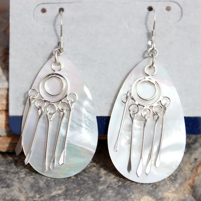 Alamode Earrings LOAS1376 Rhodium Plating Sterling Silver 925 Earrings with Natural Shell Alamode Earrings LOAS1376 Rhodium Plating Sterling Silver 925 Earrings with Natural Shell