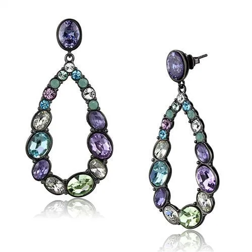 Alamode Earrings TK2785 IP Light Black IP Gun Stainless Steel Earrings with AAA Grade CZ in Multi Color Alamode Earrings TK2785 IP Light Black IP Gun Stainless Steel Earrings with AAA Grade CZ in Multi Color