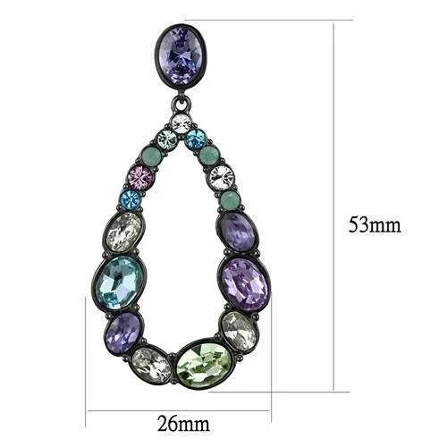 Alamode Earrings TK2785 IP Light Black IP Gun Stainless Steel Earrings with AAA Grade CZ in Multi Color