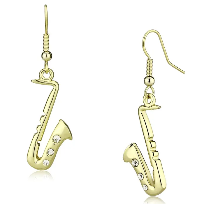 Alamode LO2741 Gold Iron Earrings with Top Grade Crystal in Clear Earrings