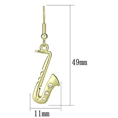 Alamode LO2741 Gold Iron Earrings with Top Grade Crystal in Clear Earrings