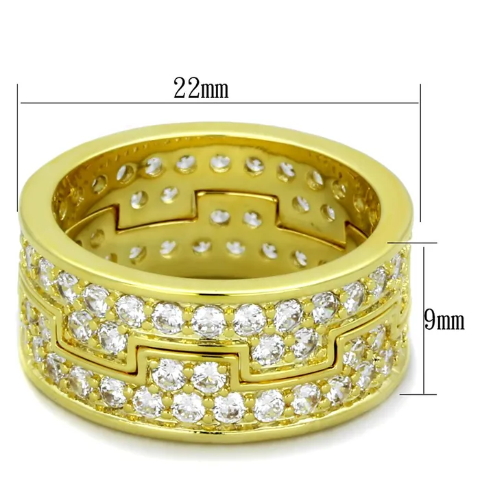 Alamode LO3349 Gold Brass Ring with AAA Grade CZ in Clear Rings