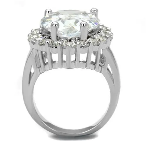 Alamode Rings 3W1084 Rhodium Brass Ring with AAA Grade CZ in Clear