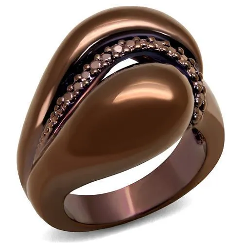 Alamode Rings 3W1170 IP Coffee light Brass Ring with AAA Grade CZ in Light Coffee Alamode Rings 3W1170 IP Coffee light Brass Ring with AAA Grade CZ in Light Coffee