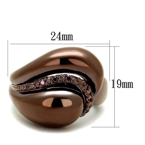 Alamode Rings 3W1170 IP Coffee light Brass Ring with AAA Grade CZ in Light Coffee