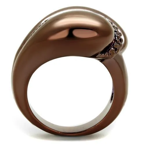 Alamode Rings 3W1170 IP Coffee light Brass Ring with AAA Grade CZ in Light Coffee