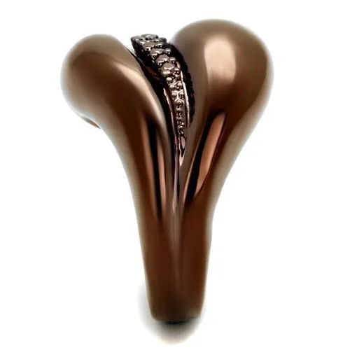 Alamode Rings 3W1170 IP Coffee light Brass Ring with AAA Grade CZ in Light Coffee