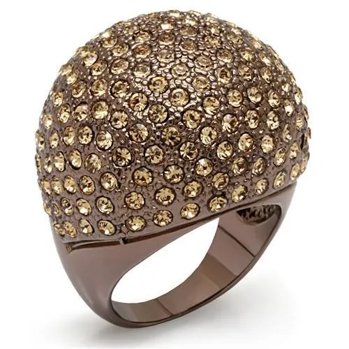 Alamode Rings LO1652 Chocolate Gold Brass Ring with Top Grade Crystal in Citrine Yellow Alamode Rings LO1652 Chocolate Gold Brass Ring with Top Grade Crystal in Citrine Yellow