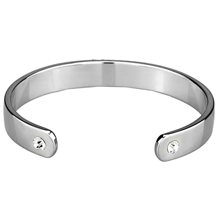 Alamode Rings LO3618 Reverse TwoTone White Metal Bangle with Top Grade Crystal in Clear